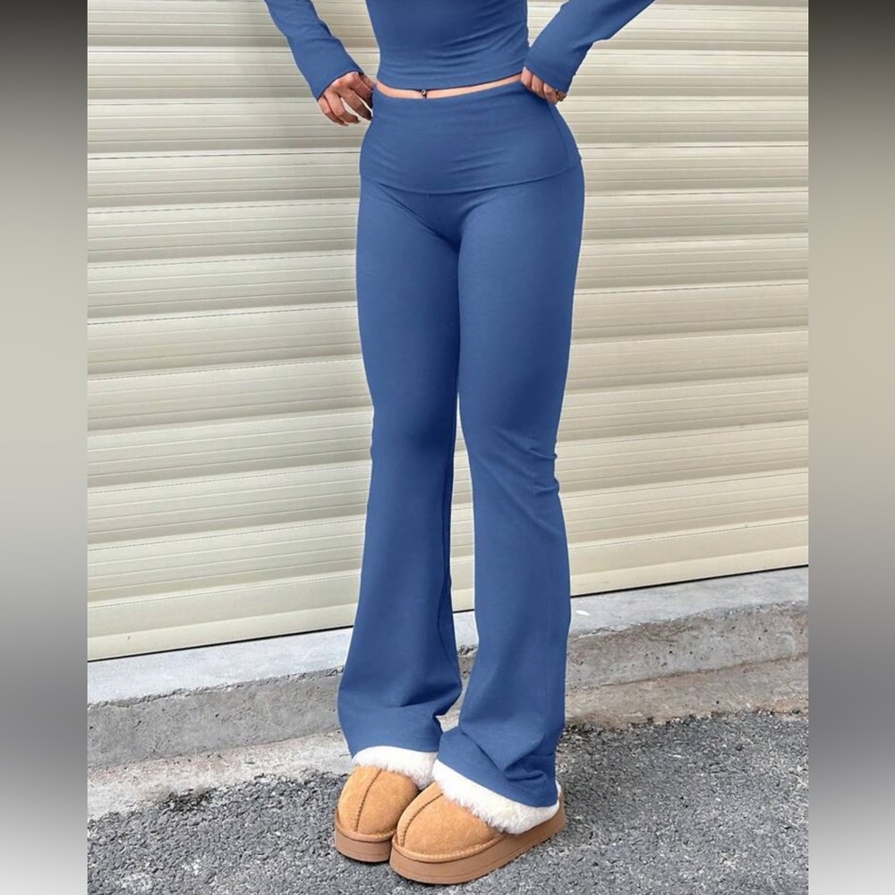 Blue Flared Leggings